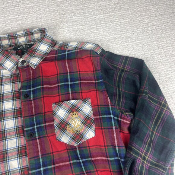 Lauren Ralph Lauren Plaid Cotton Shirt Dress Check Sz M Multicolor Retro - Picture 7 of 16